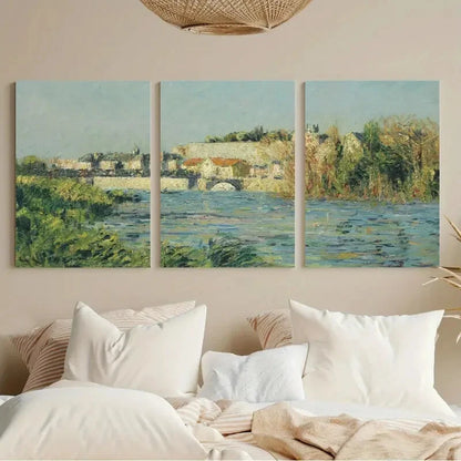 3pcs Serene River & Autumn Trees Metal Print Ready to Hang Art