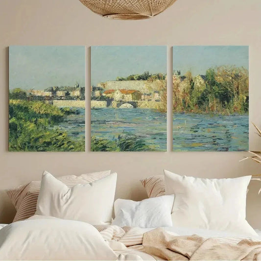 3pcs Serene River & Autumn Trees Metal Print Ready to Hang Art