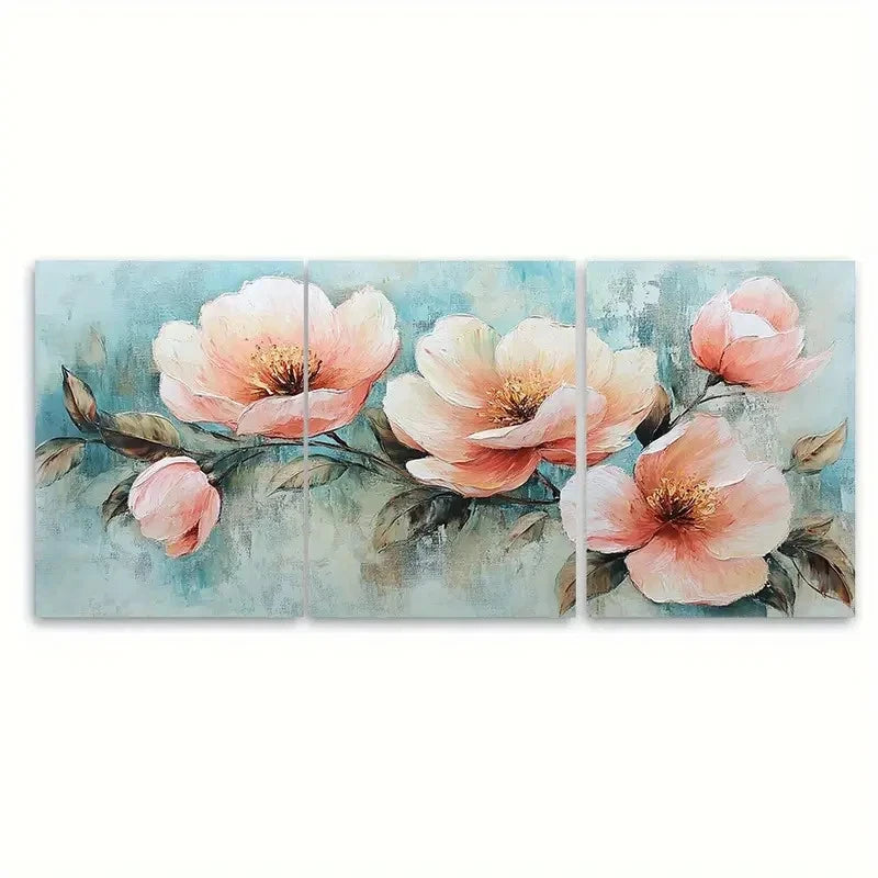 3pcs Garden Soft Color Textured Flower Design Wall Art Set Canvas Framed 40x60cm - High Quality Print 100% Australian Made Wall Canvas Ready to Hang - Bella Home Decor