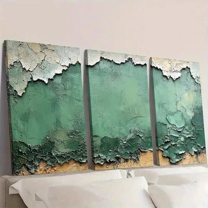 3pcs Wabi Sabi Green Abstract GY   Wall Art Set Canvas Framed 60x90cm - High Quality Print 100% Australian Made Wall Canvas Ready to Hang - Bella Home Decor