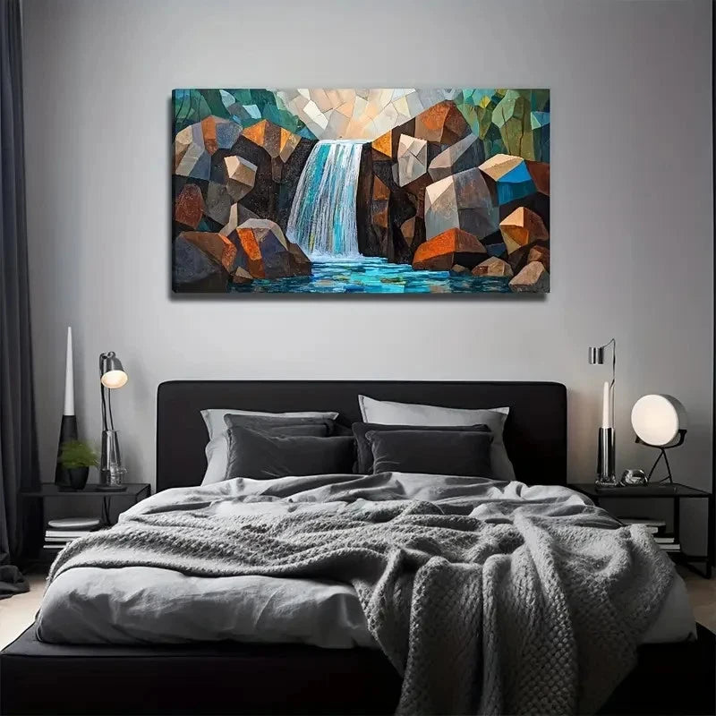 Flat Impressive Waterfall Wall Art Canvas Office Home Room Framed 120x60cm