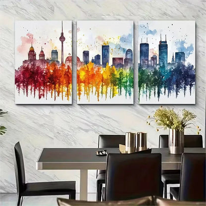 3pcs Berlin Skyline Watercolor Metal Print Ready to Hang Art - Bella Home Decor