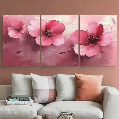 3pcs Elegant Pink Floral Abstract Design Wall Art Canvas Unframed - High Quality Print 100% Australian Made Wall Canvas