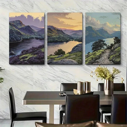 3pcs Scenic Mountain Lake Nature Perfect Wall Art Set Canvas Framed 50x70cm - High Quality Print 100% Australian Made Wall Canvas Ready to Hang