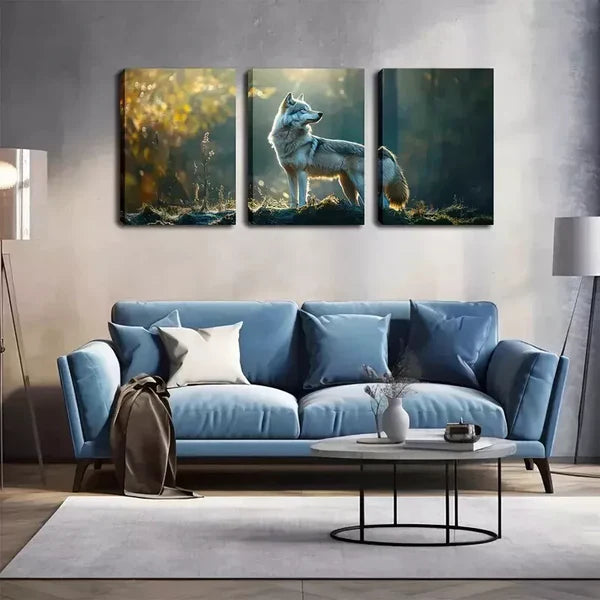 3pcs A Lone Wolf, New Launch Wall Art Set Canvas Framed 60x90cm - High Quality Print 100% Australian Made Wall Canvas Ready to Hang - Bella Home Decor