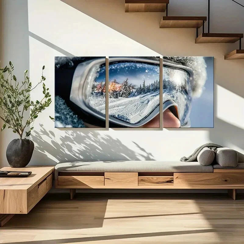 3pcs Winter Wonderland Reflection Mountain Scenery Metal Print Ready to Hang Art - Bella Home Decor