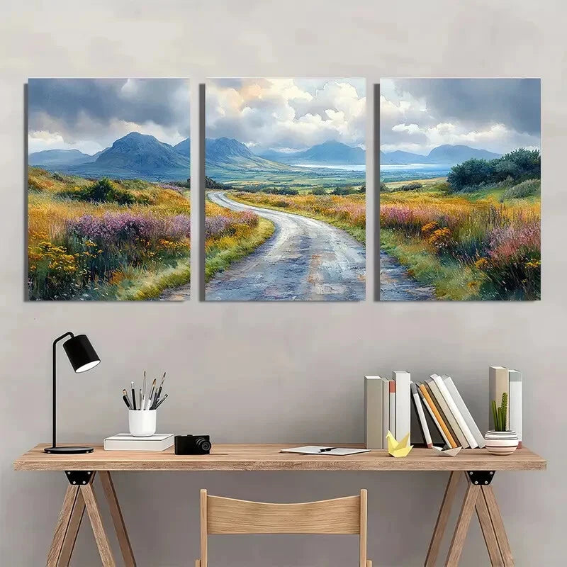 3pcs Irish Road Painting Ring Of Kerry Metal Print Ready to Hang Art