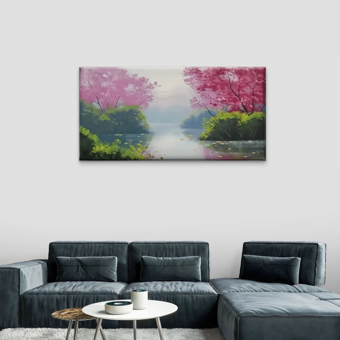 Trees Flowers Lake Forest Wall Art Canvas Office Home Room Framed 120x60cm