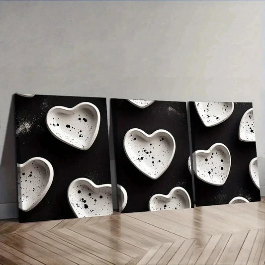 3pcs Shape on black background Wall Art Set Canvas Framed 50x70cm - High Quality Print 100% Australian Made Wall Canvas Ready to Hang