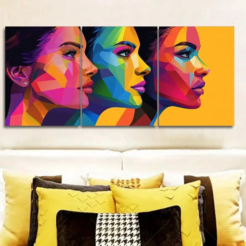 3pcs Abstract vector art of women  Wall Art Set Canvas Framed 40x60cm - High Quality Print 100% Australian Made Wall Canvas Ready to Hang - Bella Home Decor