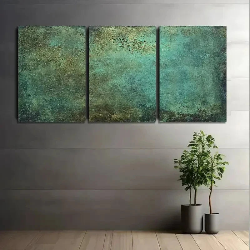 3pcs Dark Oil Painting of Flat Surface Metal Print Ready to Hang Art - Bella Home Decor