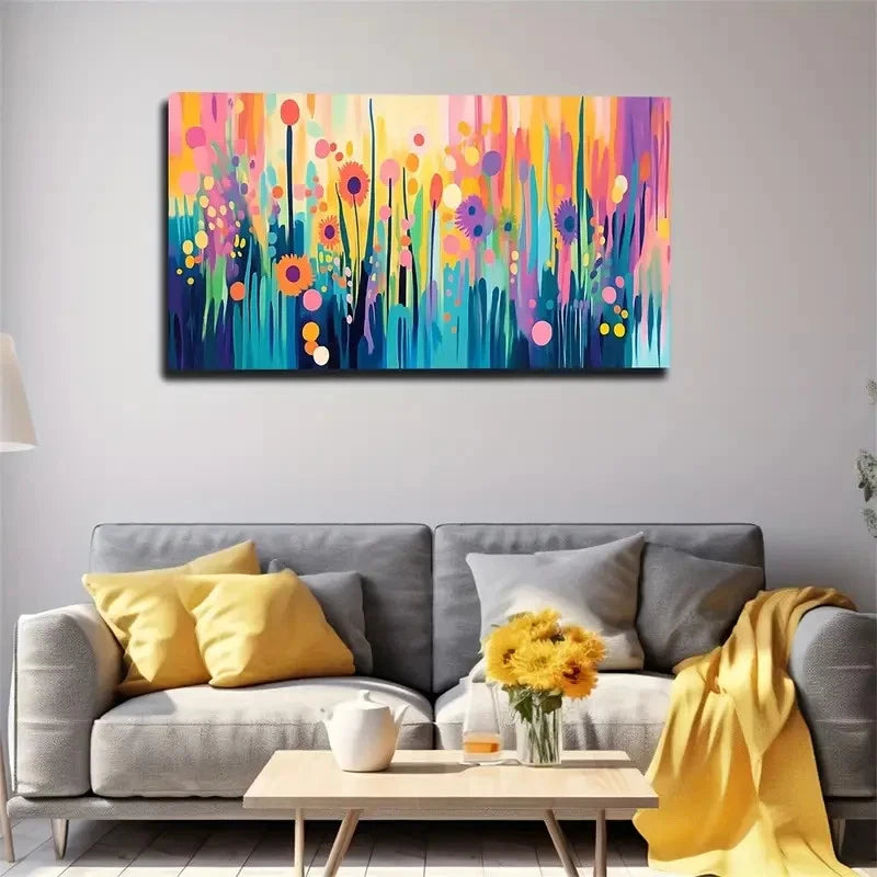 Gradient Strange Flowers Wall Art Canvas Office Home Room Framed 120x60cm