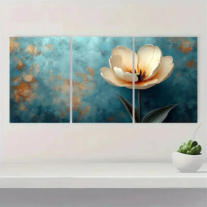3pcs Beige Tulip Flower White Nature Perfect Wall Art Set Canvas Framed 40x60cm - High Quality Print 100% Australian Made Wall Canvas Ready to Hang - Bella Home Decor