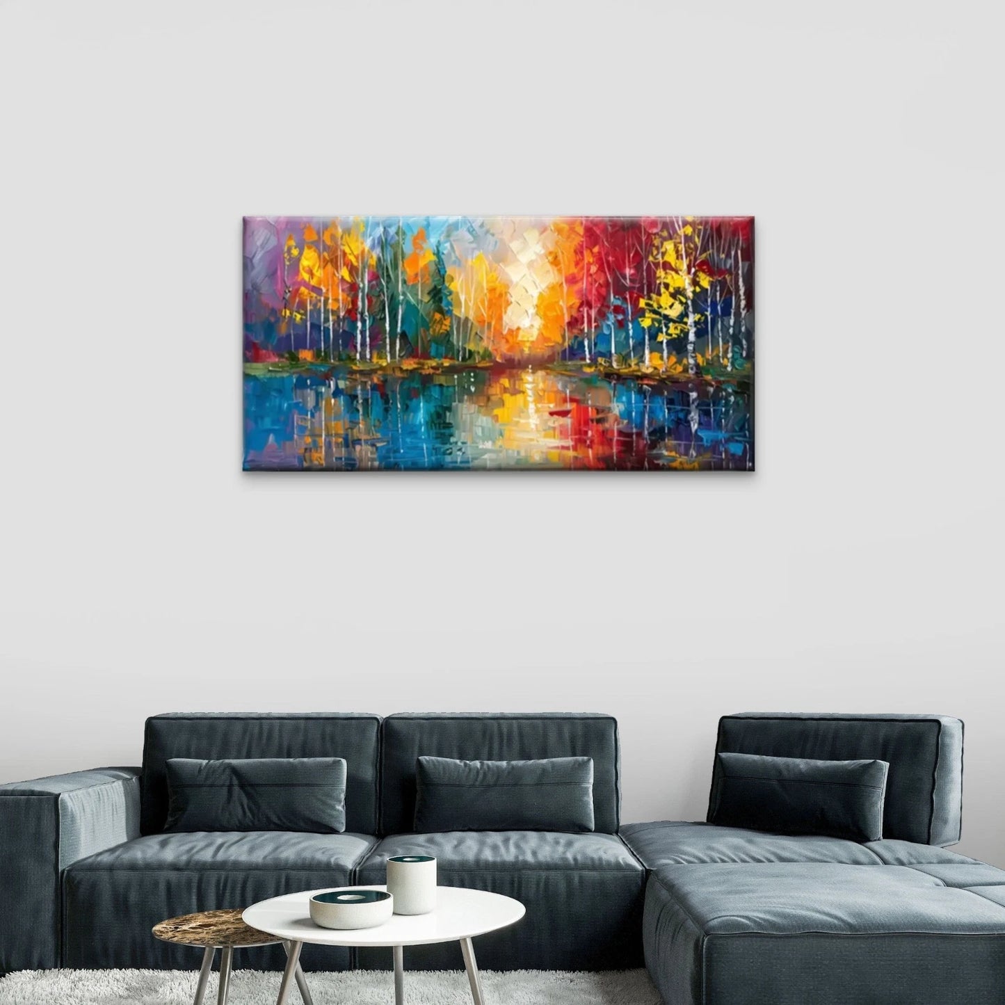 Colorful Forest Abstract Wall Art Canvas Office Home Room Framed 120x60cm