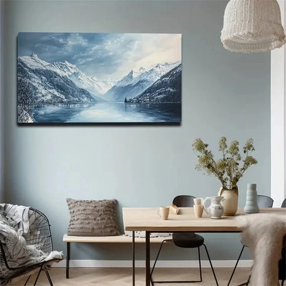 Mountains Cold Lake Worth Wall Art Canvas Office Home Room Framed 120x60cm