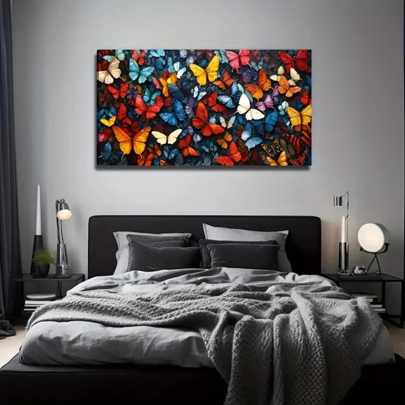 Vibrant Butterfly Design Wall Art Canvas Office Home Room Framed 120x60cm - Bella Home Decor