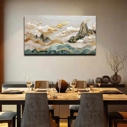 Golden Lines & Pastel Tones Wall Art Canvas Office Home Room Framed 120x60cm