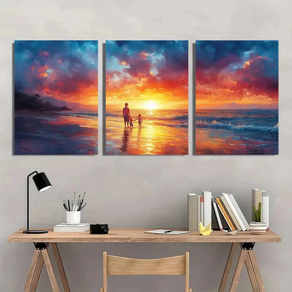 3pcs Vibrant Ocean & Sky Scenery Coastal Metal Print Ready to Hang Art - Bella Home Decor