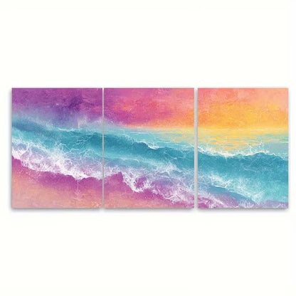 3pcs Sunrise Ocean Paper Radiant Designs Metal Print Ready to Hang Art