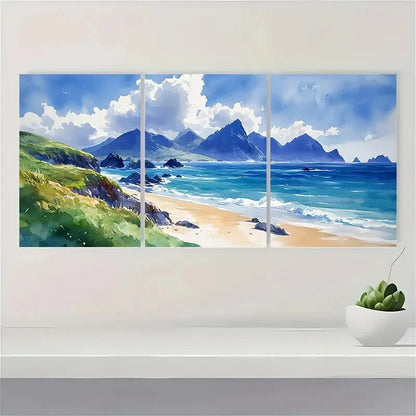 3pcs Skellig Islands Painting Ring of Kerry gh   Wall   Wall Art Set Canvas Framed 40x60cm - High Quality Print 100% Australian Made Wall Canvas Ready to Hang