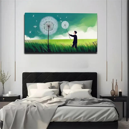 Dandelion Modern Wall Art Canvas Office Home Room Framed 120x60cm