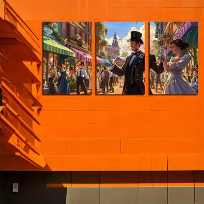 3pcs Festive Streets Of London Wall Art Set Canvas Framed 50x70cm - High Quality Print 100% Australian Made Wall Canvas Ready to Hang