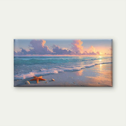 Ocean Waves & Starfish Coastal Wall Art Canvas Office Home Room Framed 120x60cm
