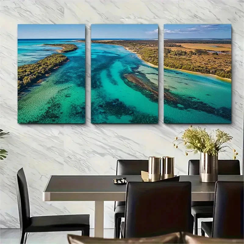 3pcs Australian Coral Coast Highway Hutt Lagoon Metal Print Ready to Hang Art - Bella Home Decor