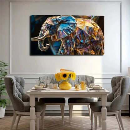 Abstract Elephant Crystal Wall Art Canvas Office Home Room Framed 120x60cm - Bella Home Decor