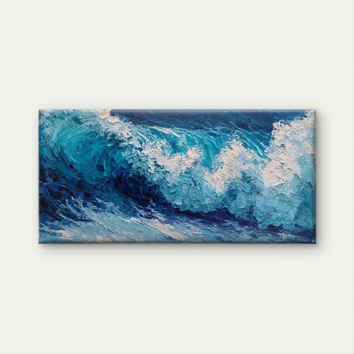 Textured Blue Sea Wall Art Canvas Office Home Room Framed 120x60cm