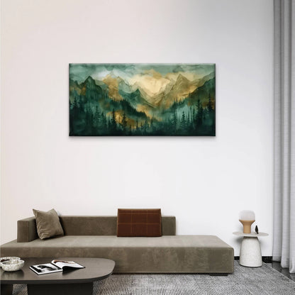 Mountains Trees Forest Wall Art Canvas Office Home Room Framed 120x60cm