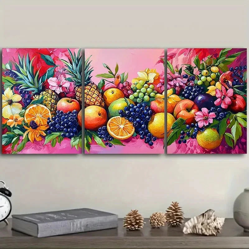 3pcs various fruits Wall Art Set Canvas Framed 50x70cm - High Quality Print 100% Australian Made Wall Canvas Ready to Hang - Bella Home Decor