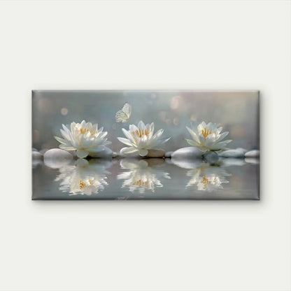 Lotus Flower & Water Reflection Wall Art Canvas Office Home Room Framed 120x60cm