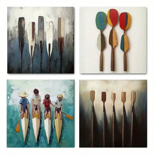 4pcs Human Figures Style Fashion Wall Art Canvas Framed