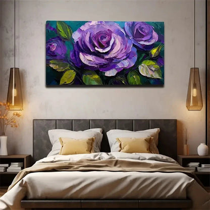 Large Purple Rose Creative Wall Art Canvas Office Home Room Framed 120x60cm