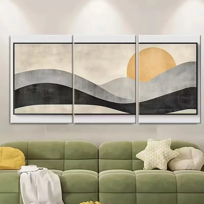 3pcs Soft Shapes in Beige and Grey Tones Metal Print Ready to Hang Art