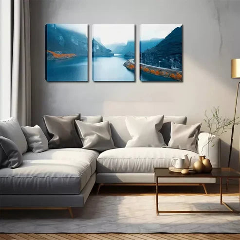 3pcs Great Mountain River Landscape Pictures Wall Art Canvas Unframed - High Quality Print 100% Australian Made Wall Canvas
