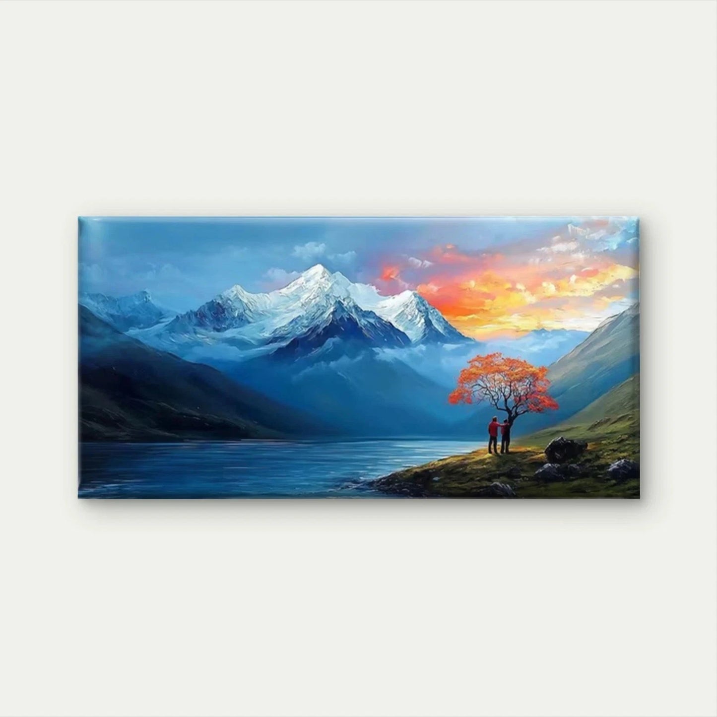 Romantic Couple Mountain Sunset Wall Art Canvas Office Home Room Framed 120x60cm
