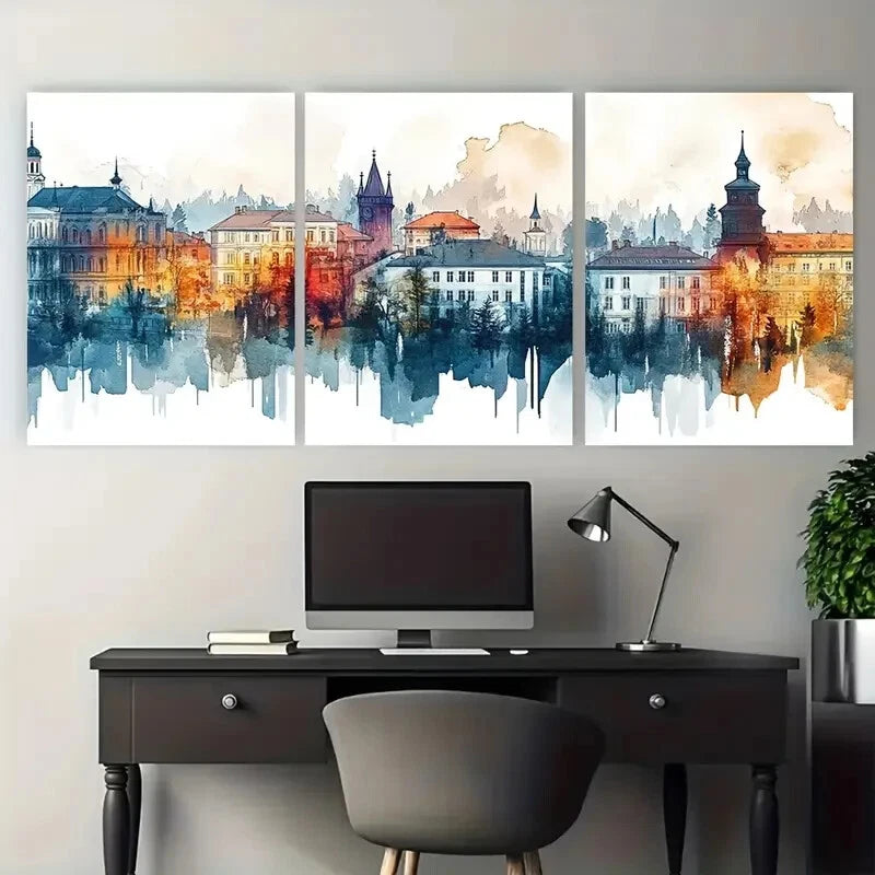3pcs Nis, Serbia Travel Vibrant Cityscape Metal Print Ready to Hang Art - Bella Home Decor