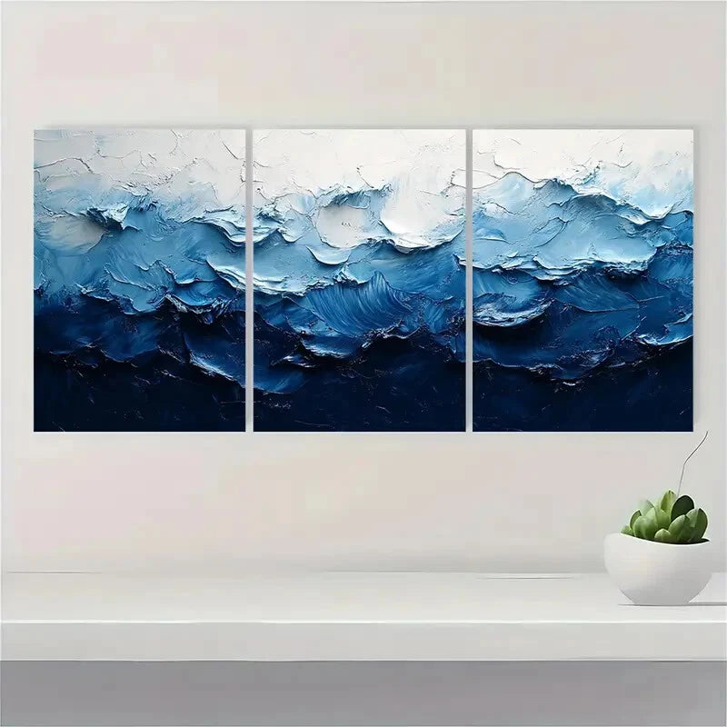 3pcs Acrylic Black and White Abstract Painting Metal Print Ready to Hang Art - Bella Home Decor