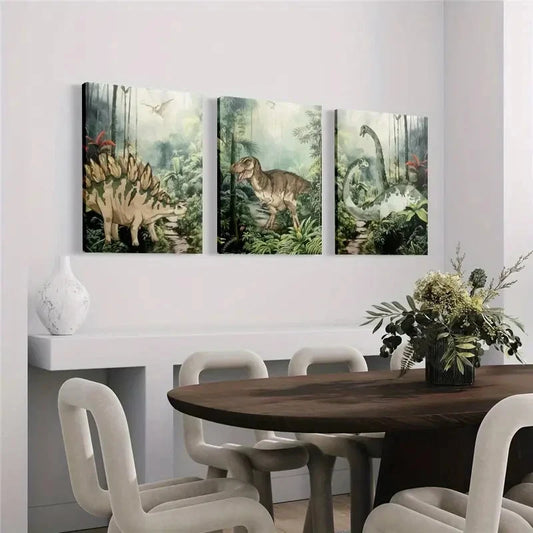 3pcs Dinosaur Wall Art Canvas Wall Art Set Canvas Framed 40x60cm - High Quality Print 100% Australian Made Wall Canvas Ready to Hang