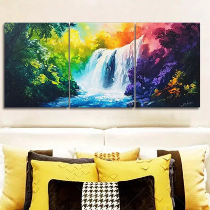 3pcs A Waterfall In The Forest Nature Wall Art Set Canvas Unframed - High Quality Print 100% Australian Made Wall Canvas - Bella Home Decor