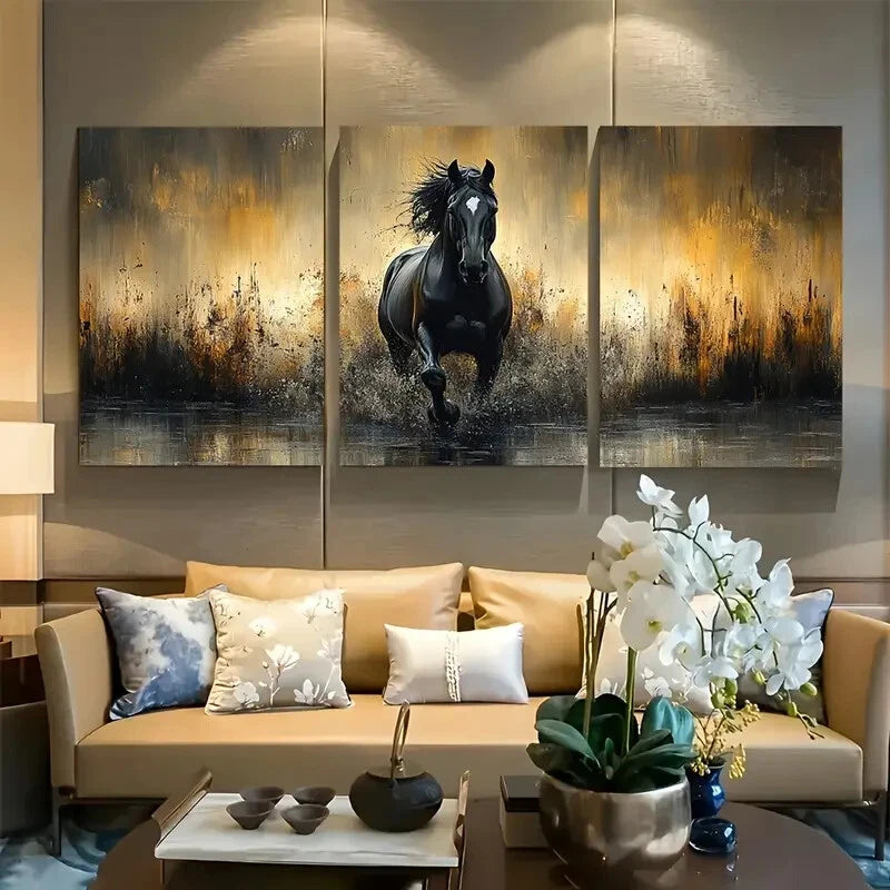 3pcs Elegant Equine Art Stunning Horse Metal Print Ready to Hang Art