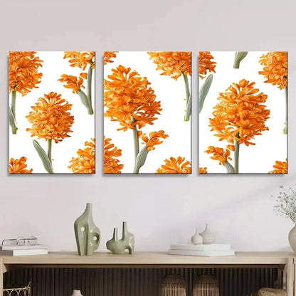 3pcs Orange Hyacinth, Flower Wall Art Set Canvas Framed 40x60cm - High Quality Print 100% Australian Made Wall Canvas Ready to Hang