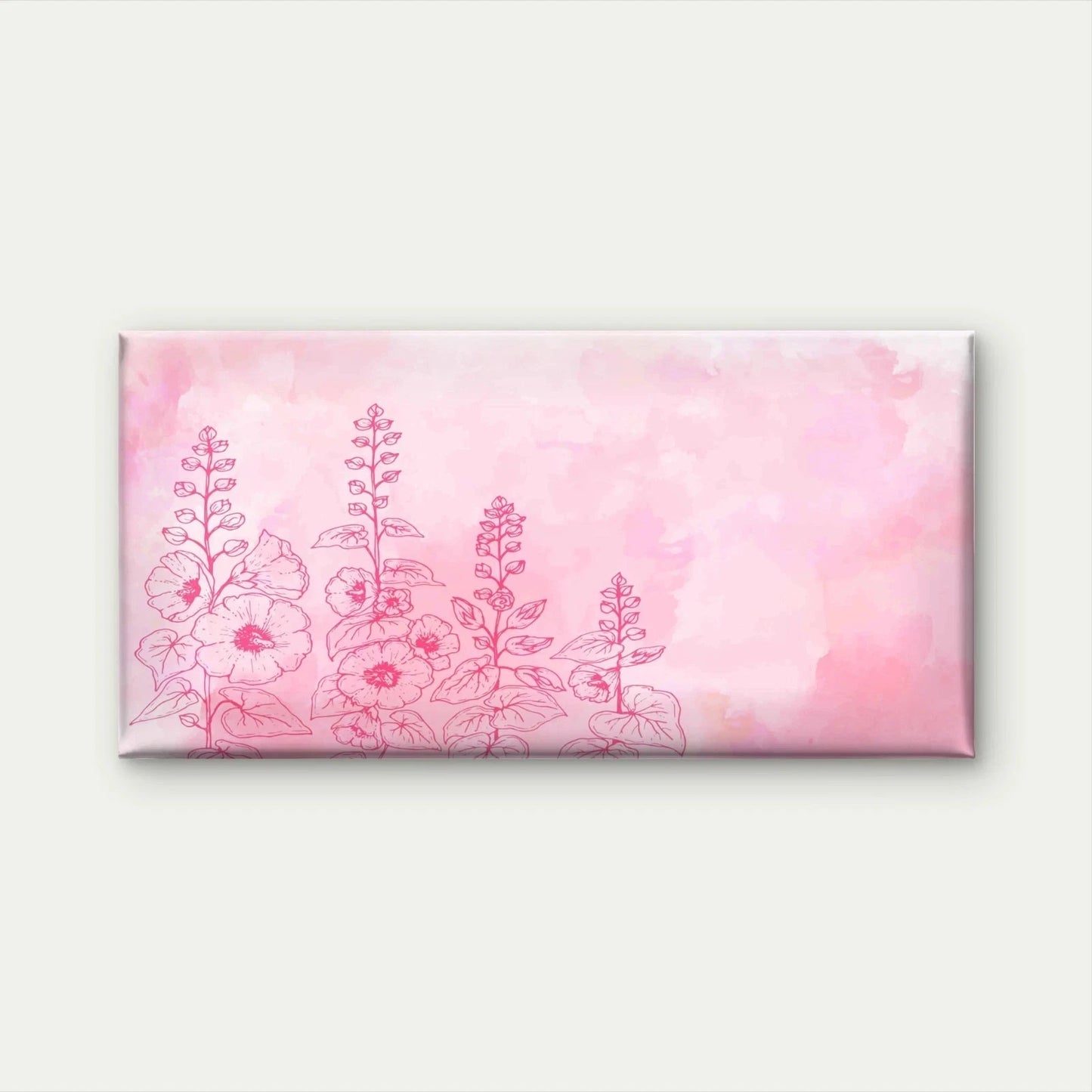 Pink Background with Flowers Wall Art Canvas Office Home Room Framed 120x60cm