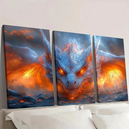 3pcs Mythical Dragon Design OL  Wall Art Set Canvas Framed 60x90cm - High Quality Print 100% Australian Made Wall Canvas Ready to Hang
