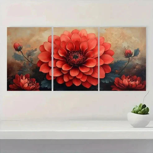 3pcs Chrysanthemum Flower Nature Perfect Wall Art Set – Wall Art Canvas Unframed - High Quality Print 100% Australian Made Wall Canvas - Bella Home Decor