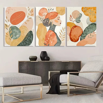 3pcs Abstract Warm Neutral Tones       Wall Art Set Canvas Framed 50x70cm - High Quality Print 100% Australian Made Wall Canvas Ready to Hang - Bella Home Decor