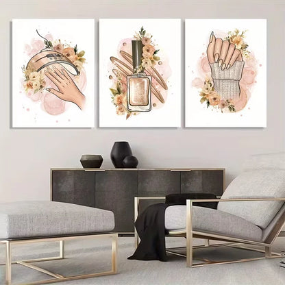 3pcs Salon Floral Decorations     Wall Art Set Canvas Framed 40x60cm - High Quality Print 100% Australian Made Wall Canvas Ready to Hang