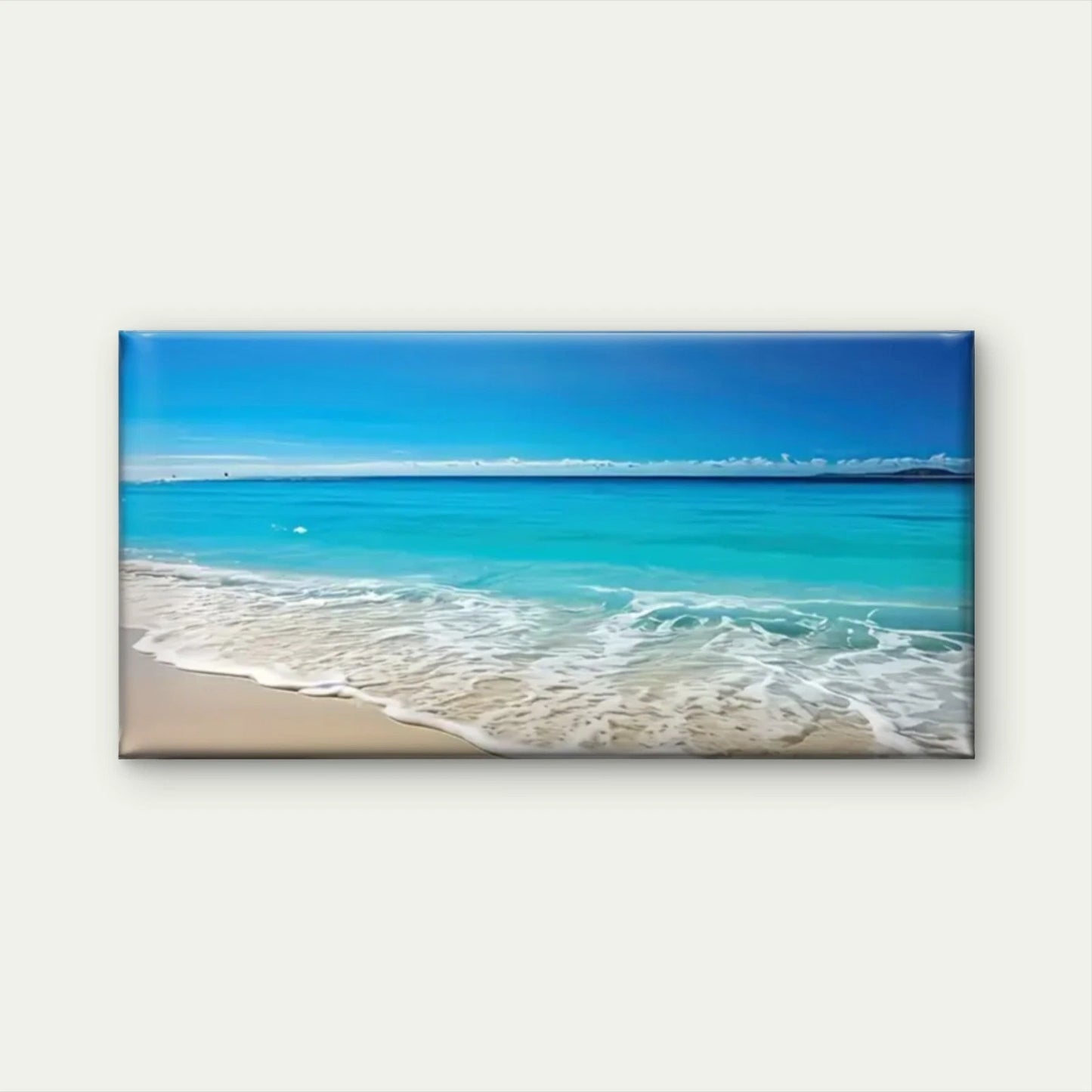 Beach Scene Blue Sky Sand Wall Art Canvas Office Home Room Framed 120x60cm